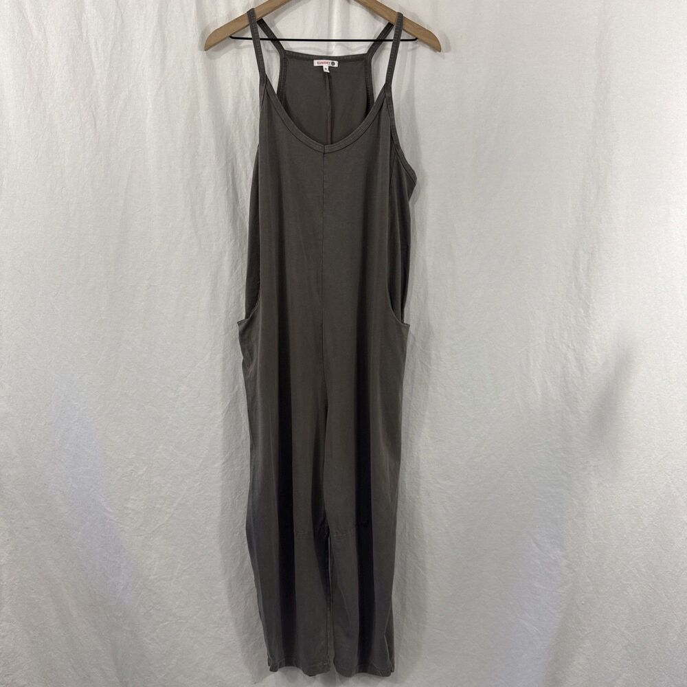 Sundry Harem Neutral Taupe Brown Jumpsuit Womens Sz M Boho Lagenlook Slouchy